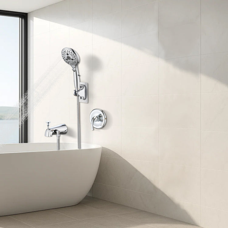Lift Up Diverter Bathtub Faucet With 6 Settings Handheld Shower In Chrome Rough In Valve Not Included
