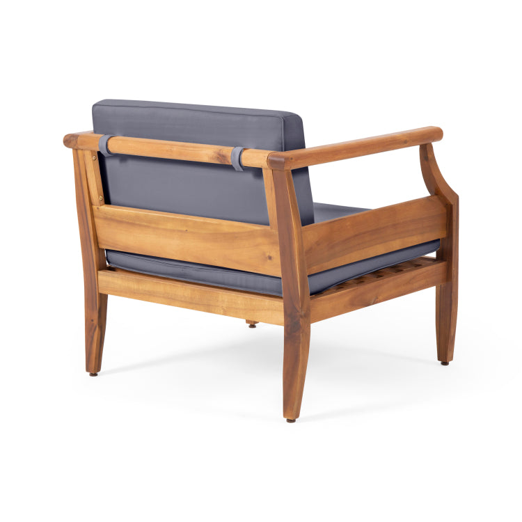 Club Chairs Laurent 500Lbs Capacity Acacia Outdoor, Teak Finish Patio Furniture Sets With Thick Cushion, Appropriate For Garden Porch