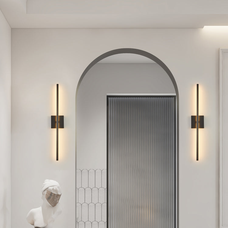 28" 2 Pack Modern Led Wall Sconce, Minimalist Indoor Wall Light Fixtures, Black Matte Finish For Living Room, Bedroom, Hallway, Hotel, And Home Decor