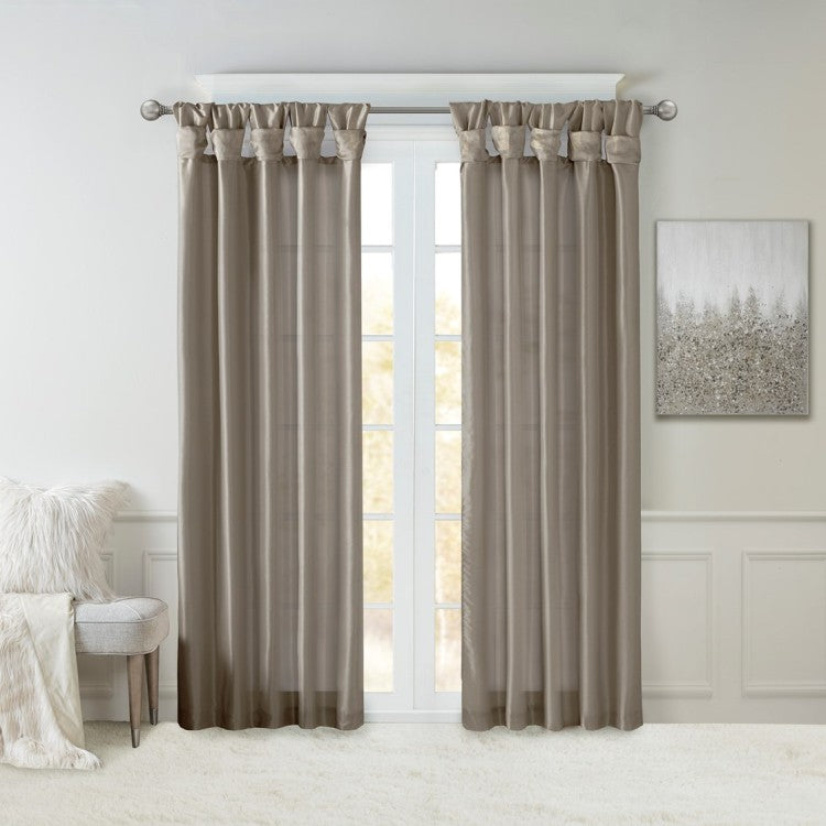 Twist Tab Lined Window Curtain Panel Pewter 50X95"