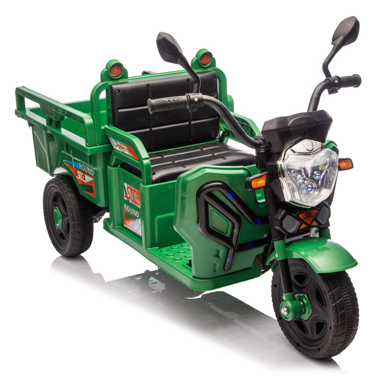 12V Kids Electric 3 Wheel Cargo Truck,2Wd,Anti Slip Wheels,Long Battery Life,Large Storage Space,Extra Wide Seat With Led Lights & Music,Stable Electric Trike For Toddlers,Recommended Age: 3 6