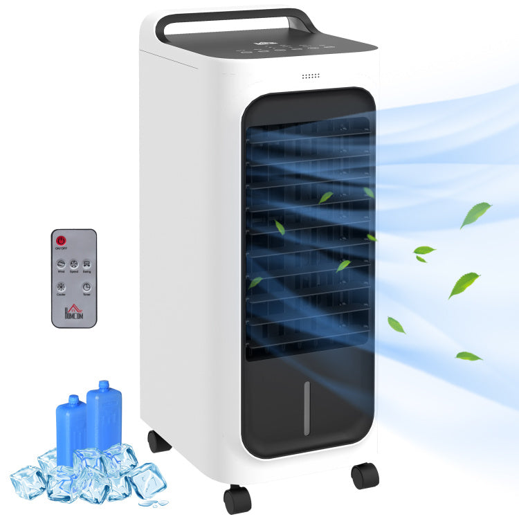 Homcom 26" Evaporative Air Cooler With Ice Packs, 3 In 1 Ice Cooling Fan, Portable Swamp Cooler With Water Tank, Timer, 90 Oscillating, Remote, For Home Office Bedroom