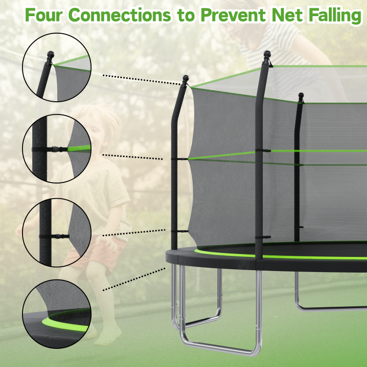 14Ft Trampoline With Ladder And Enclosure Net For Kids And Adults, Heavy Duty 14' Outdoor Trampoline For Backyard