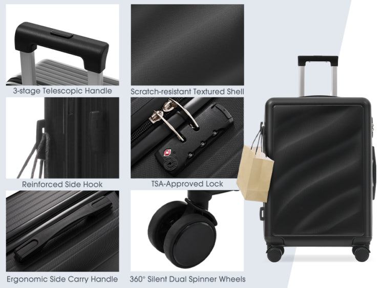 Luggage Set 3 Piece, Lightweight Durable Abs Suitcases With Spinner Wheels And Tsa Lock, Carry On & Checked Travel Luggage 20" 24" 28"