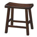 Wooden 18" Counter Height Stool With Saddle Seat, Distressed Cherry, Set Of 2