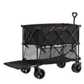 Foldable Double Decker Wagon, 400L Collapsible Wagon Cart With All Terrain Wheels, Heavy Duty Folding Wagon Cart 350 450 Lb Weight Capacity For Camping, Shopping, Garden, 52" Extra Long Extender