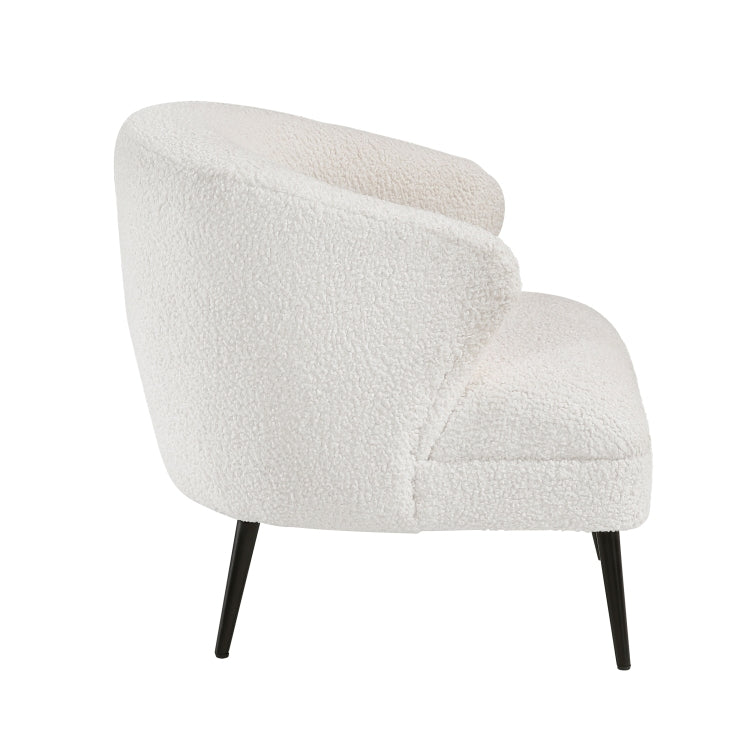 Luxury Living Room Furniture 1Pc Accent Chair Beige Boucle Upholstery, High Density Foam Seat Cushions