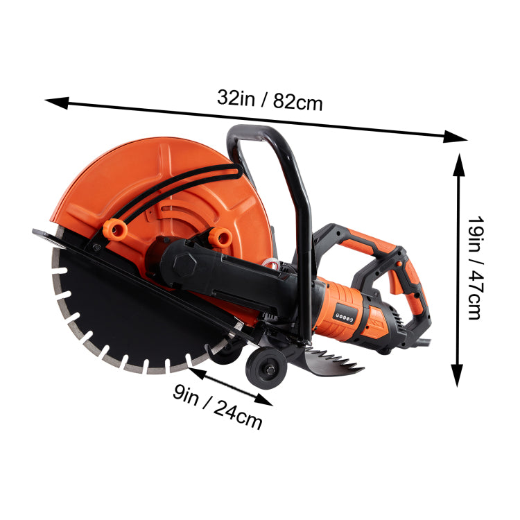 Electric Concrete Saw, 16 In, 3200 W 15 A Motor Circular Saw Cutter With Max. 6 In Adjustable Cutting Depth, Wet Disk Saw Cutter Includes Water Line, Pump And Blade, For Stone, Brick