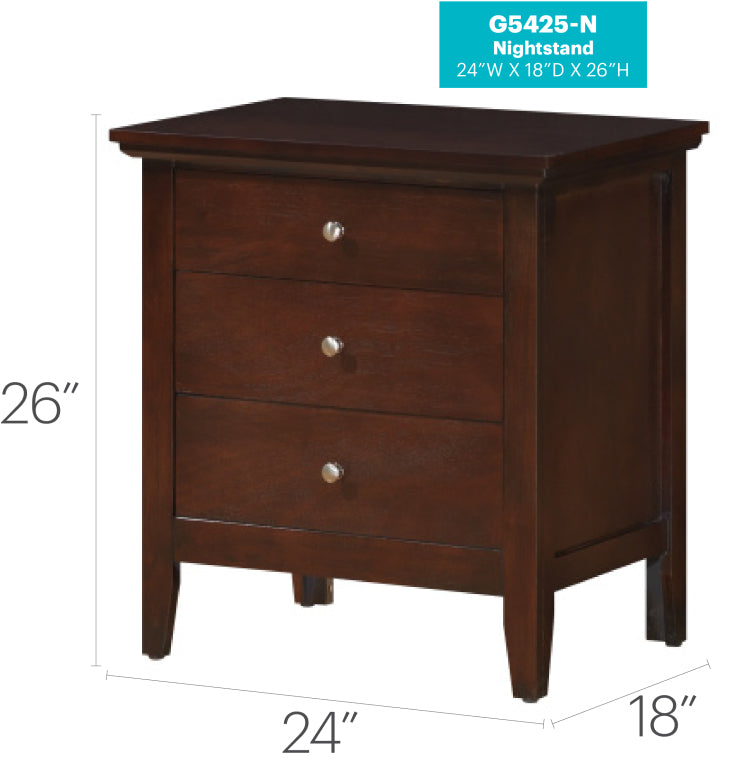 Hammond G5425 N 3 Drawer Nightstand , Cappuccino