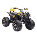 Aosom 12V Kids Atv Ride On Four Wheeler Toy Car With Music, Realistic Headlights, Wide Wheels, Rechargeable Battery Powered, For Boys And Girls, Yellow