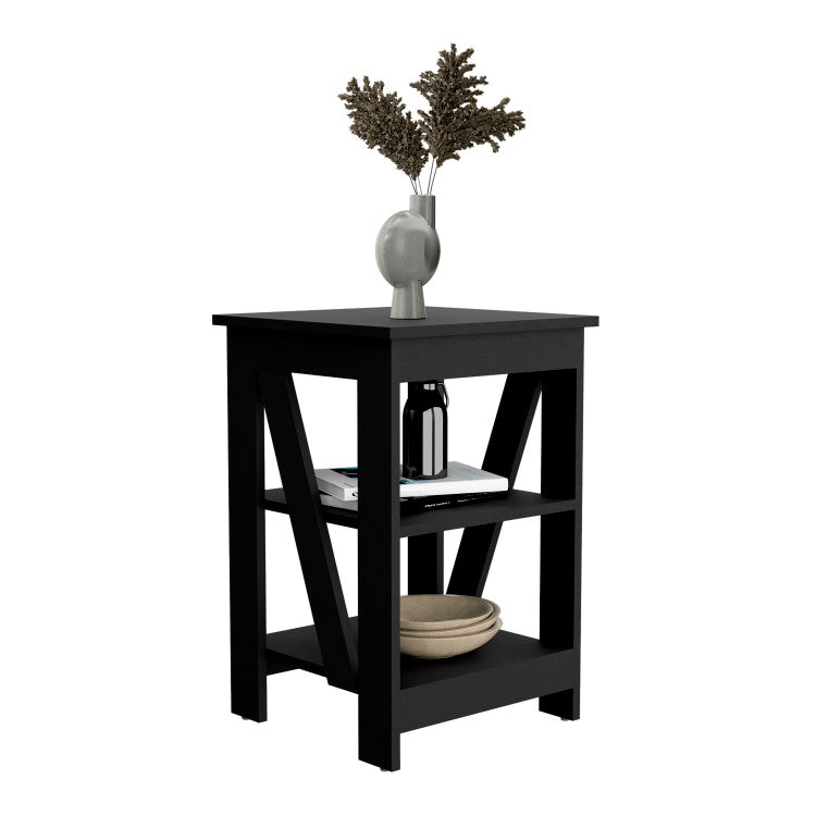 Taylor End Table, Side Table, Nightstand, 3 Tier Storage Shelf, Sofa Table For Small Space