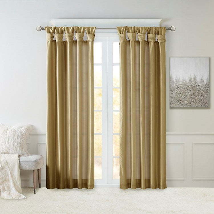 Twist Tab Lined Window Curtain Panel Bronze 50X95"