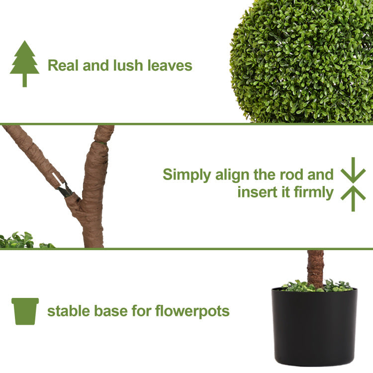 Artificial Boxwood Topiary Tree, 5Ft Tall Triple Ball Shaped Faux Plant Indoor Or Outdoor Home And Office Decoration, 1Pc Set