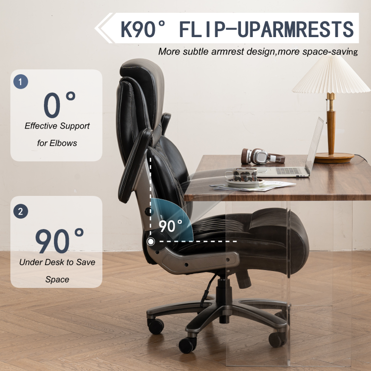 Office Chair, 500 Lbs Ergonomic Big And Tall Computer Desk Chair, High Back Executive With Adjustable Headrest, 3D Reversible Armrests, Silent Wheels For Home, Office, Gaming Black