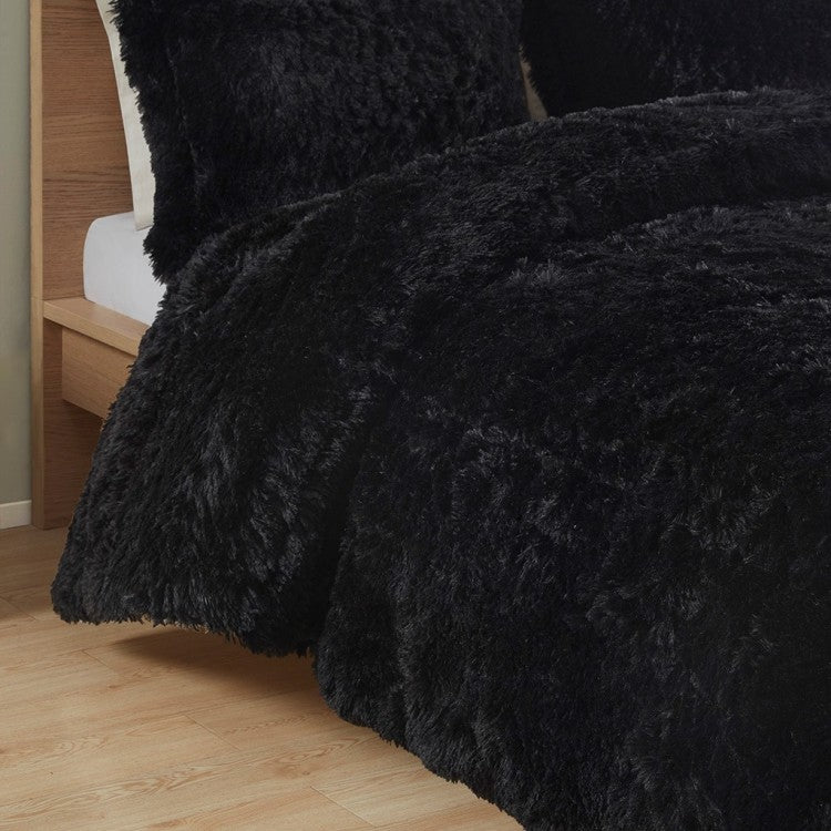 King Cal King Shaggy Long Fur Comforter Mini Set