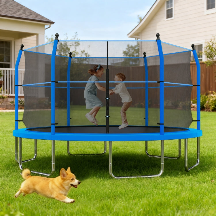 14Ft Trampoline With Ladder And Enclosure Net For Kids And Adults, Heavy Duty 14' Outdoor Trampoline For Backyard