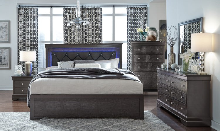 Shaker Crocodile Metallic Grey Mirror