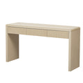 Rustic Console Table With 3 Fluted Drawers Solid Wood Veneer Entryway Table Featuring Natural Wood Grain For Living Room, Hallway Apricot