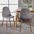 Mid Century Modern Fabric Upholstered Dining Chairs, iron - light gray-walnut - dining room - wipe