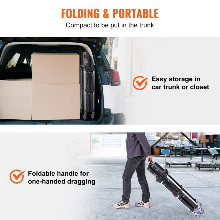 Foldable Utility Service Cart, 3 Shelf 165Lbs Heavy Duty Plastic Rolling Cart With Lockable Wheels, Ergonomic Handle, Portable Garage Tool Cart For Warehouse Office Home 25.62"X15.43"X32.76"