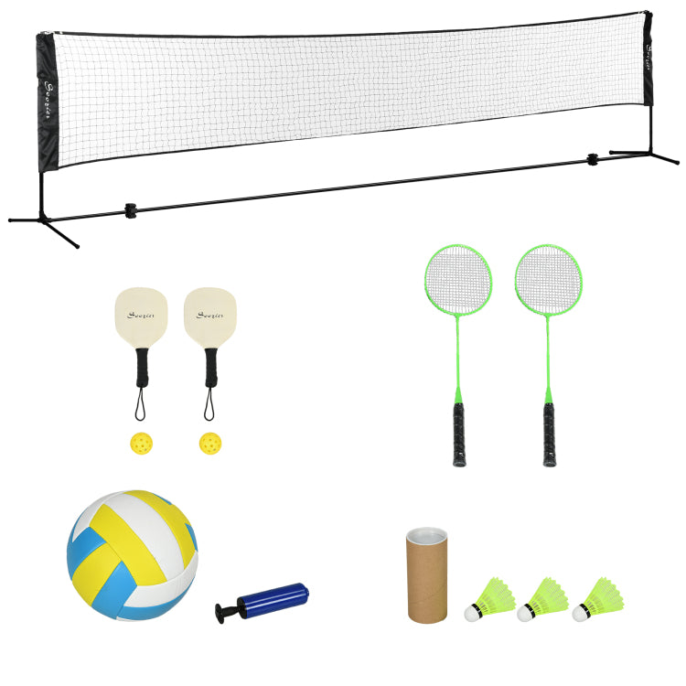 Soozier 17Ft Portable All In One Badminton Set, Pickleball And Volleyball Net, Height Adjustable Outdoor Sports Set For Backyard Beach Driveway Games