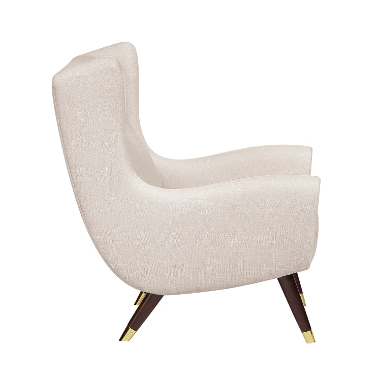 Modern Wingback Upholstered Beige Accent Chair 1Pc Solid Wood Sleek Design Luxury Furniture