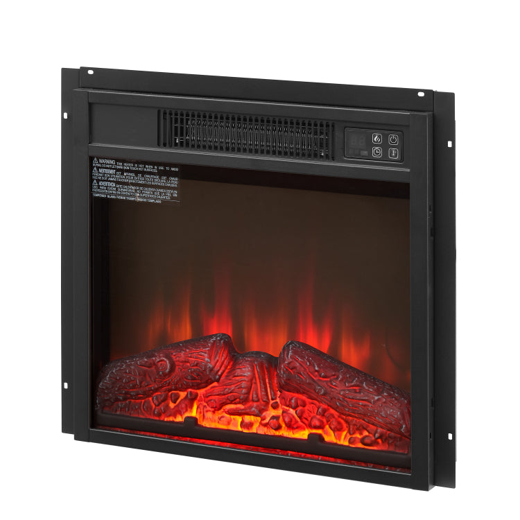 Electric Fireplace Insert 18" 1400W 120V ,Equipped With Remote Control, Ultra Thin Heater With Log Set & Realistic Flame Black