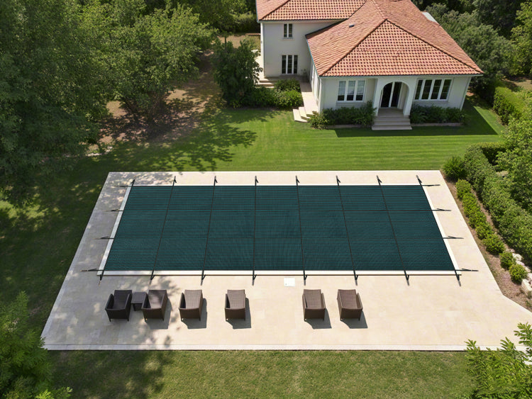 Swimming Pool Safety Cover, Fits 16X32Ft Rectangular Underground And Inground Swimming Pools, Triple Stitched High Strength Mesh Pp Abrasion Resistant Installation Hardware Included,Green Mesh