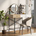 40" Makeup Vanity Desk With 3 Mode Lighted Mirror & Wireless Charging Station , Vanity Table With Drawer & 3 Open Shelves For Ample Storage Space, Dressing Table For Bedroom, White