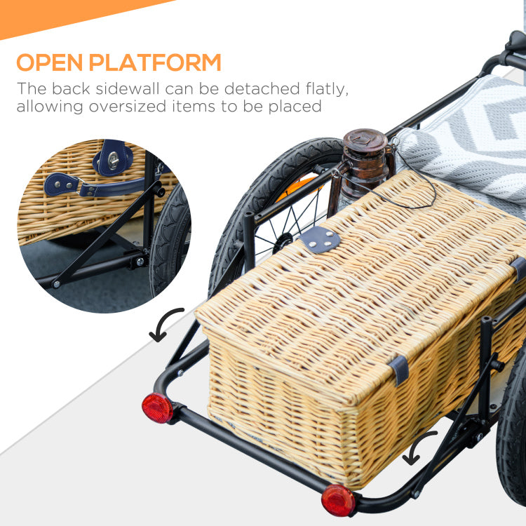 Aosom Bike Cargo Trailer, Bicycle Trailer Wagon Cart With Removable Storage Box, Quick Release 16" Wheels And Safe Reflectors, Galvanized Bottom