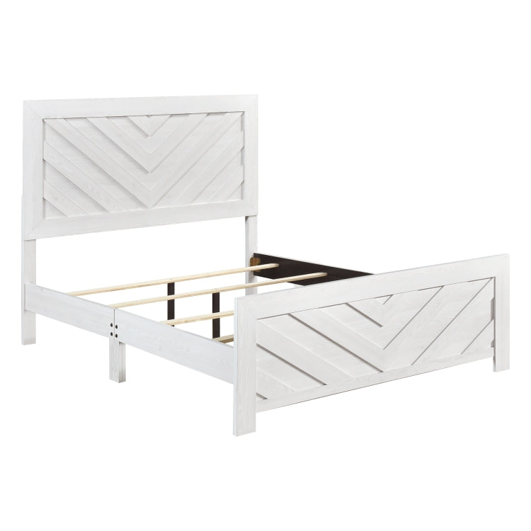 Contemporary White Finish Queen Size Panel Bed Wooden Bedroom Furniture 1Pc, Bed In A Box