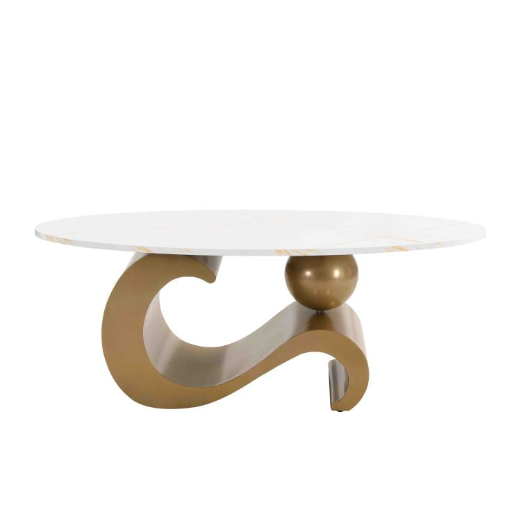 Modern Nesting Coffee Table Set Of 2 End Table For Living Room, Oval And Round Table Set, Golden
