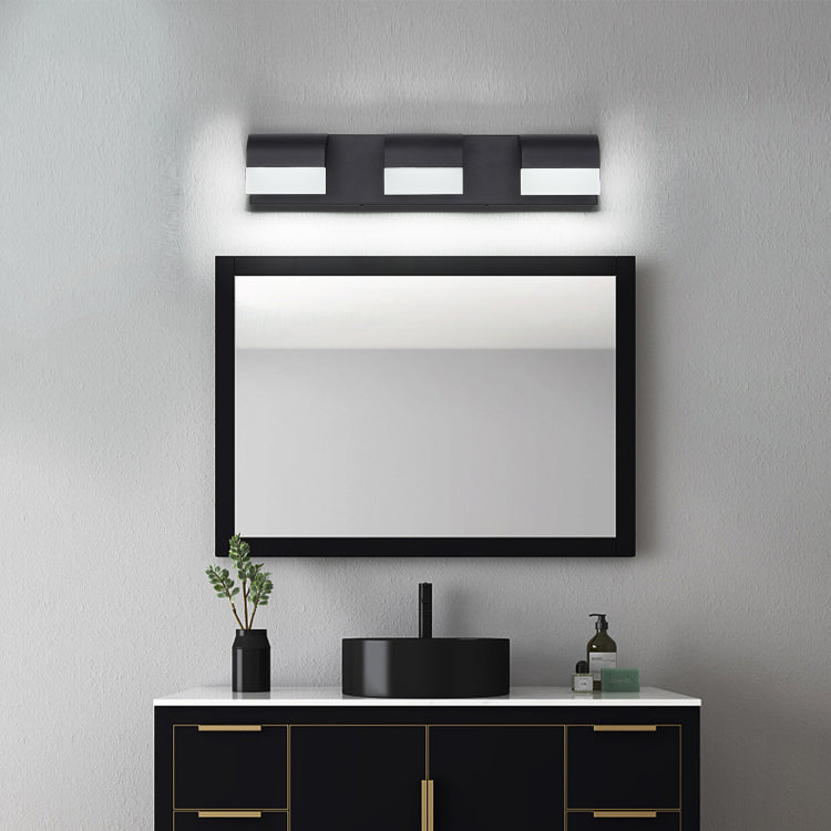Led Contemporary Vanity Lights Fixture Bathroom Wall Light Over Mirror Matt Black 3 Lights Dimmable