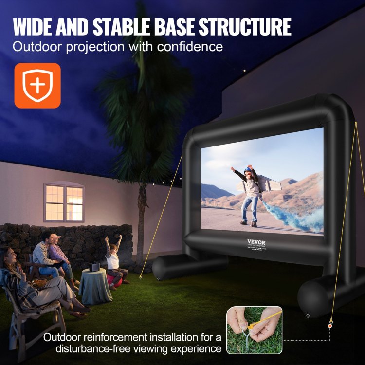 Inflatable Movie Screen, 16 Ft 192Inch Inflatable Projector Screen ,Front Rear Projection, Oxford Fabric Blow Up Screen For Outdoor Parties Backyard Movie Night