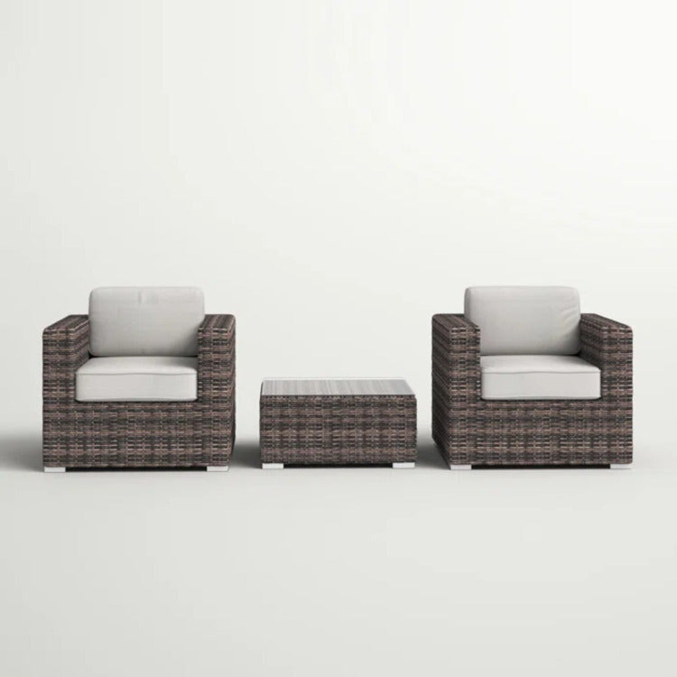 Fully Assembled 2 Person Rattan Wicker Seating Set With Cushions