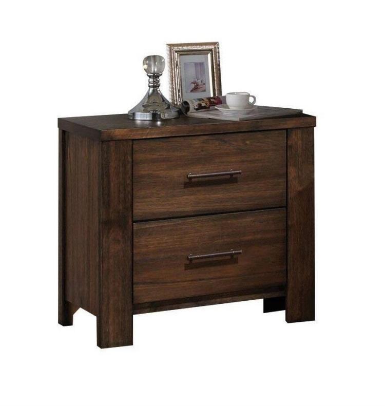 Classic Oak Finish Nightstand With Two Drawers Wooden Bedroom Furniture 1Pc