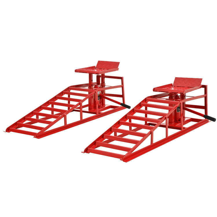 5 Ton Lifting Force Auto Car Truck Service Ramps Lifts, Garage Car Lift Hydraulic Ramps,Automotive Hydraulic Lift Repair Frame Lift 2 Pack Red Color