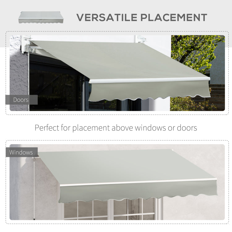Outsunny 8' X 7' Patio Retractable Awning, Manual Exterior Sun Shade Deck Window Cover, Grey