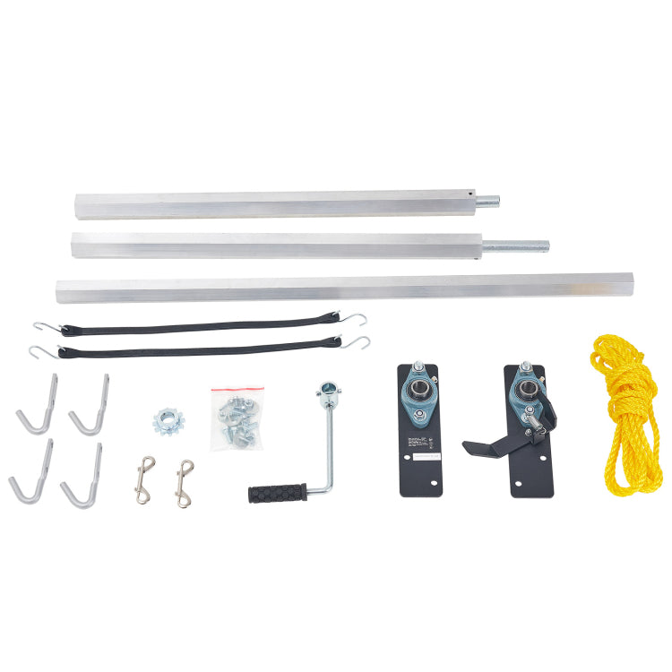 Hand Crank Tarp Roller Kit, 64" To 104" Wide, Aluminum Alloy, Manual Cab Level Dump Truck Tarp Roller With 7" Sponge Wrapped Handle, Perfect For Dump Trucks, Trailers, Trash Haulers No Tarp
