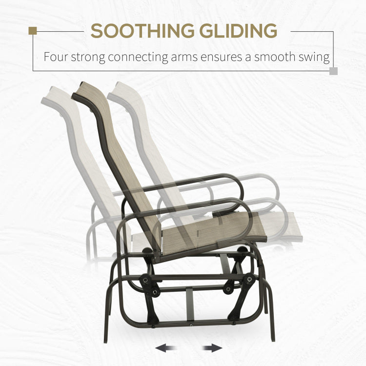 Outsunny Outdoor Glider Chair, Gliders For Outside Patio With Smooth Rocking Mechanism And Lightweight Construction For Backyard, Tan