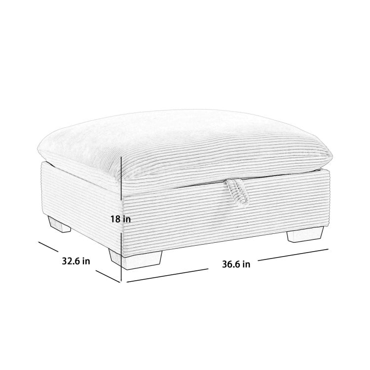 Corduroy Fabric Ottomans Footrest To Combine With 2 Seater Sofa, 3 Seater Sofa And 4 Seater Sofa, Beige Corduroy