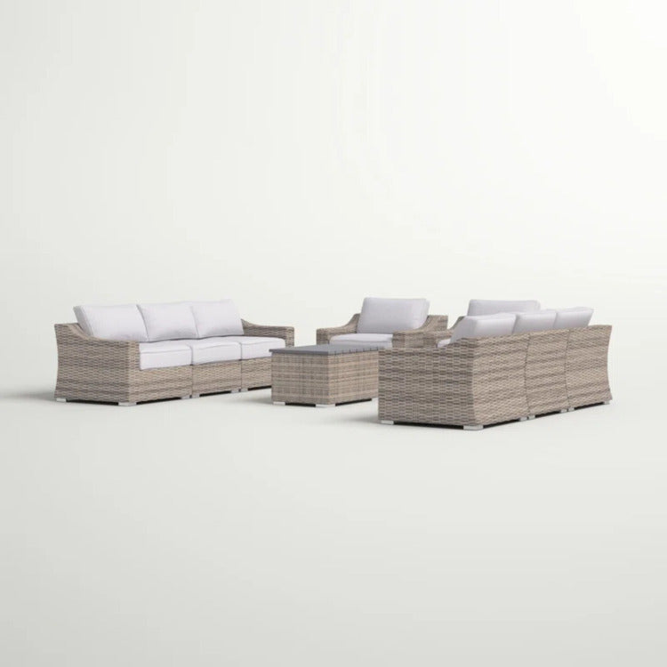 All Weather Wicker 8 Piece Patio Sectional Set Pre Assembled With Cushions