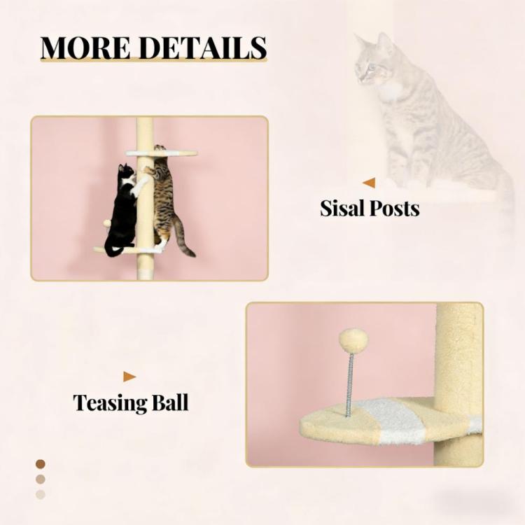 Cat Tree,4 Tier Floor To Ceiling Cat Tree