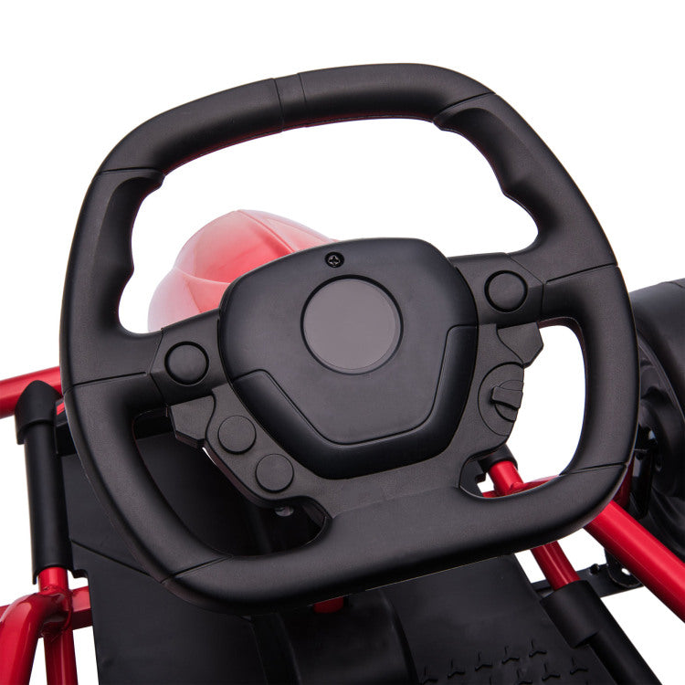 Aosom 24V 8.1 Mph Electric Go Kart, Drifting Car Battery Powered Ride On Toy Outdoor With Slow Start, Music, Horn Honking And Safety Belt, For 8 12 Years Old, Red