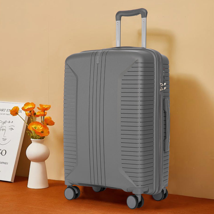 20" 24" 28" 3 Pcs Set In Pp Spinner Wheel Luggage, Carry On Suitcase, Matching Color, Combination Lock Silver Grey