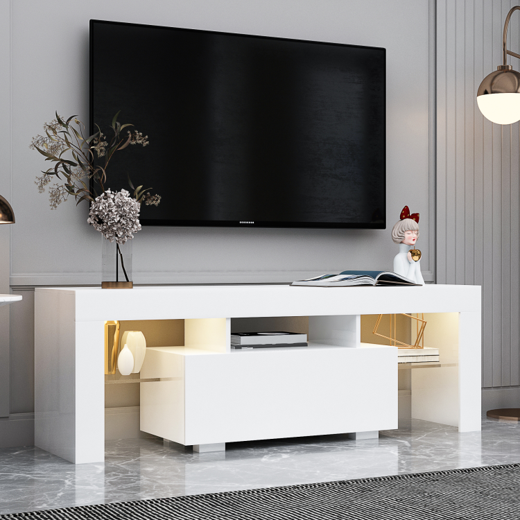 Entertainment Tv Stand, Large Tv Stand Tv Base Stand With Led Light Tv Cabinet