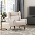 Modern Wingback Upholstered Beige Accent Chair 1Pc Solid Wood Sleek Design Luxury Furniture