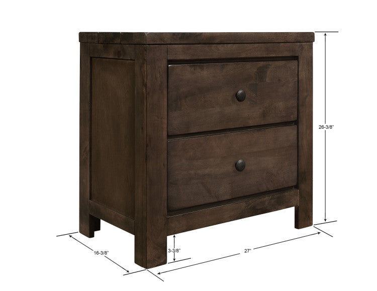 Brown 2 Drawer Nightstand