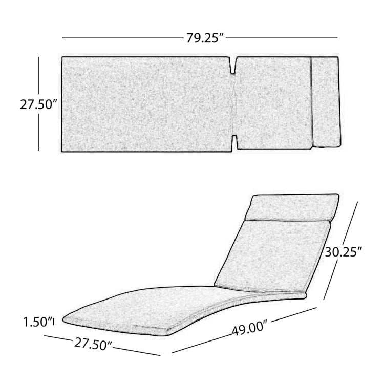 52005.00Cush 1Pcs Salem Outdoor Chaise Lounge Cushion Without Chaise Lounge