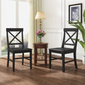 Roshan Farmhouse Acacia Wood Dining Chairs, Black Set Of 2